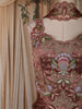 Rosewood Brown Floral Sequins and Thread Embroidered Design Silk Skirt and Top with Choker Dupatta