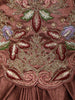 Rosewood Brown Floral Sequins and Thread Embroidered Design Silk Skirt and Top with Choker Dupatta