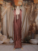 Rosewood Brown Floral Sequins and Thread Embroidered Design Silk Skirt and Top with Choker Dupatta