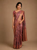 Rosewood Pink Tropical Bird Printed Semi Tussar Saree