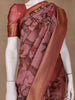 Rosewood Pink Tropical Bird Printed Semi Tussar Saree - Diadem