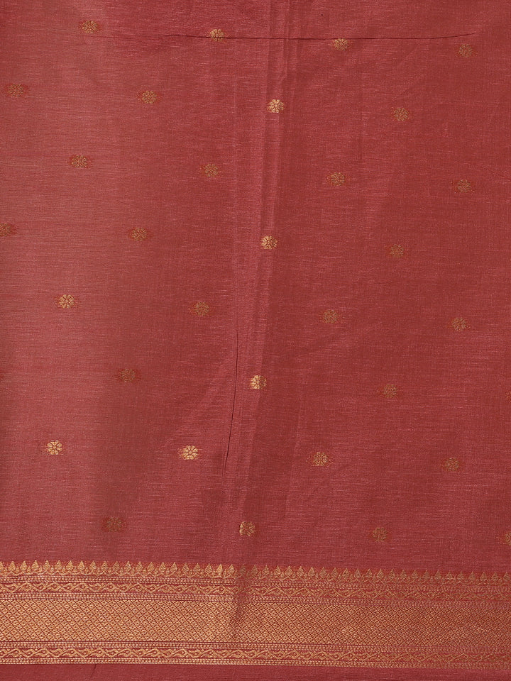 Rosewood Pink Tropical Bird Printed Semi Tussar Saree - Diadem