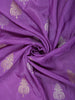 Royal Amethyst Purple Floral Butta Woven Design Semi Banarasi Saree with Striped Border