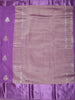 Royal Amethyst Purple Floral Butta Woven Design Semi Banarasi Saree with Striped Border