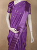 Royal Amethyst Purple Floral Butta Woven Design Semi Banarasi Saree with Striped Border
