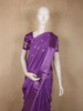 Royal Amethyst Purple Floral Butta Woven Design Semi Banarasi Saree with Striped Border
