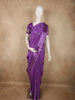 Royal Amethyst Purple Floral Butta Woven Design Semi Banarasi Saree with Striped Border