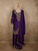 Royal Aubergine Purple Heavy Sequins and Beads Embroidered Design Organza Lehenga with Dupatta