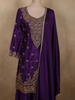 Royal Aubergine Purple Heavy Sequins and Beads Embroidered Design Organza Lehenga with Dupatta