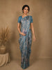 Royal Blue Abstract Printed Design Semi Tussar Fancy Saree