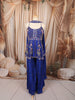 Royal Blue Abstract Sequins and Beads Embroidered Design Crepe Sharara Suit With Matching Choker Dupatta