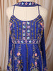 Royal Blue Abstract Sequins and Beads Embroidered Design Crepe Sharara Suit With Matching Choker Dupatta