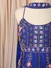 Royal Blue Abstract Sequins and Beads Embroidered Design Crepe Sharara Suit With Matching Choker Dupatta