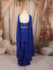 Royal Blue Abstract Sequins and Beads Embroidered Design Crepe Sharara Suit With Matching Choker Dupatta
