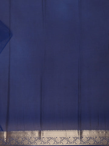 Royal Blue Antique Gold Zari Work Chiffon Silk Saree - Diadem