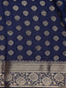 Royal Blue Antique Gold Zari Work Chiffon Silk Saree - Diadem