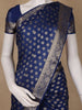Royal Blue Antique Gold Zari Work Chiffon Silk Saree - Diadem