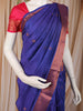 Royal Blue Butta Woven Design Soft Silk Fancy Saree with Contrast Border