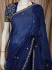 Royal Blue Butta Zari Embroidered Design Pure Organza Saree with Scalloped Border