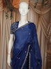 Royal Blue Butta Zari Embroidered Design Pure Organza Saree with Scalloped Border