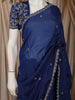 Royal Blue Butta Zari Embroidered Design Pure Organza Saree with Scalloped Border