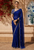 Royal Blue Butta Zari Embroidered Design Pure Organza Saree with Scalloped Border