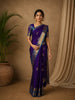 Royal Blue Butta Zari Woven Design Pure Kanchipuram Silk Saree with Contrast Zari Border