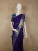 Royal Blue Butta Zari Woven Design Pure Kanchipuram Silk Saree with Contrast Zari Border