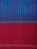 Royal Blue Checked Woven Design Kanchipuram Silk Saree with Contrast Border
