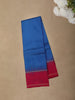 Royal Blue Checked Woven Design Kanchipuram Silk Saree with Contrast Border