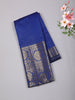 Royal Blue Checked Zari Woven Design Art Silk Saree with Floral Zari Border