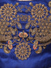 Royal Blue Floral Beads and Zardozi Embroidered Design Satin Party Wear Jacket Style Saree with Stitched Blouse