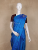 Royal Blue Floral Butta Woven Design Pure Kanchipuram Silk Saree with Contrast Blouse