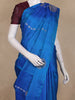 Royal Blue Floral Butta Woven Design Pure Kanchipuram Silk Saree with Contrast Blouse