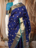 Royal Blue Floral Butta Zari Woven Design Pure Kanchipuram Silk Saree with Contrast Zari Border