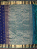 Royal Blue Floral Butta Zari Woven Design Pure Kanchipuram Silk Saree with Contrast Zari Border