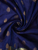 Royal Blue Floral Butta Zari Woven Design Pure Kanchipuram Silk Saree with Contrast Zari Border