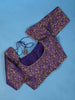 Royal Blue Floral Design Banarasi Silk Readymade Blouse