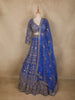 Royal Blue Floral Design Net Lehenga