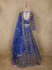 Royal Blue Floral Design Net Lehenga