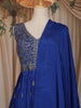 Royal Blue Floral Embroidered Chiffon Gown