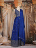 Royal Blue Floral Embroidered Chiffon Gown