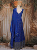 Royal Blue Floral Embroidered Chiffon Gown