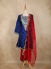 Royal Blue Floral Embroidered Silk Cotton Salwar Suit with Dupatta