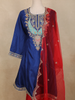 Royal Blue Floral Embroidered Silk Cotton Salwar Suit with Dupatta