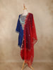Royal Blue Floral Embroidered Silk Cotton Salwar Suit with Dupatta