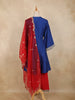 Royal Blue Floral Embroidered Silk Cotton Salwar Suit with Dupatta
