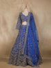 Royal Blue Floral Embroidery Bridal Design Net Lehenga