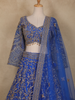 Royal Blue Floral Embroidery Bridal Design Net Lehenga