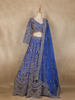 Royal Blue Floral Embroidery Bridal Design Net Lehenga